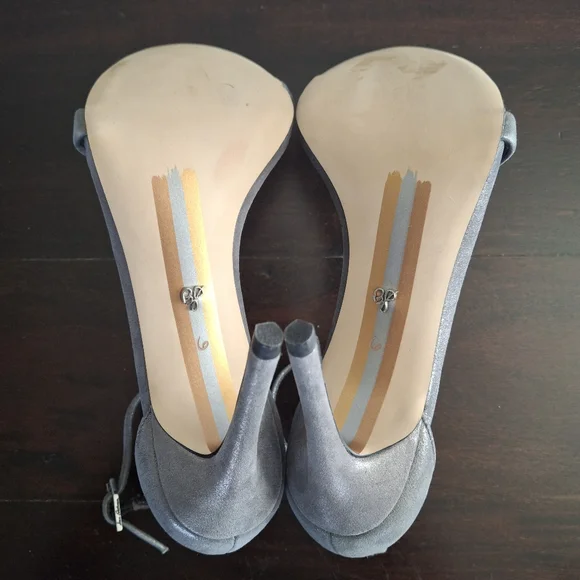 SAM EDELMAN "Ariella" Leather Stiletto Ankle Strap Dress Sandal-Silver- Size 6 - Picture 7 of 12